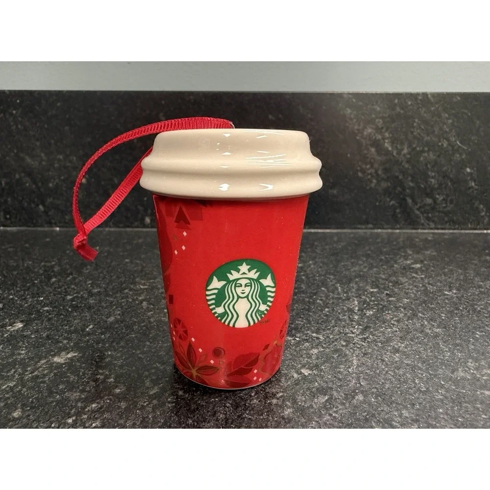 Starbucks 2013‎ Red Coffee Cup Holiday Christmas Tree Mini Ornament Collectible
